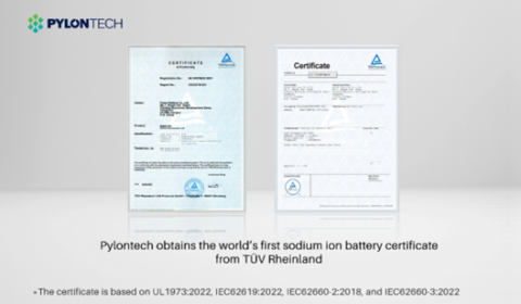 Pylontech uzyskuje certyfikat TÜV Rheinland dla baterii z jonów sodowych