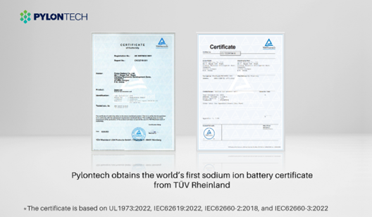 Pylontech uzyskuje certyfikat TÜV Rheinland dla baterii z jonów sodowych