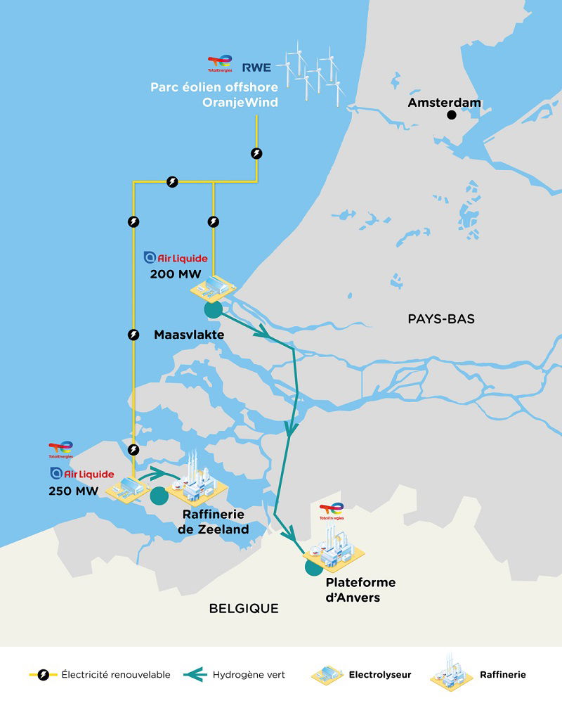 Mapa elektrolizerów TotalEnergies