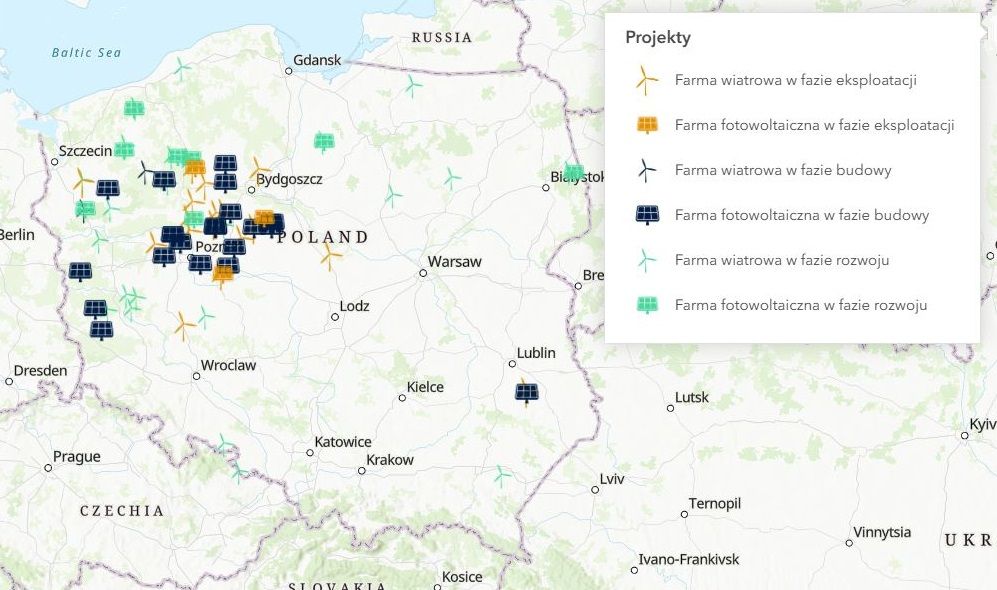 Projekty aktualnie realizowane przez Eurowind w Polsce. Źródło: Eurowind Energy Polska