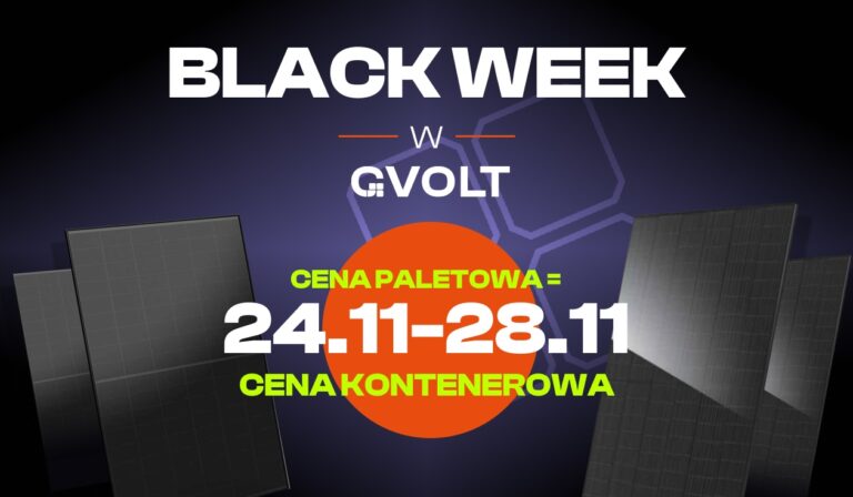 Black Week w GVOLT: cena kontenerowa już od 1 palety na moduły fotowoltaiczne