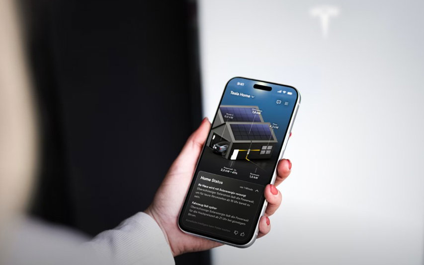 Aplikacja Tesla Home na telefonie