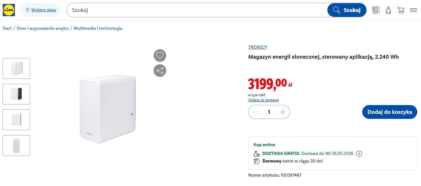 Oferta magazynu energii na polskiej stronie Lidl Oferta magazynu energii na polskiej stronie Lidl