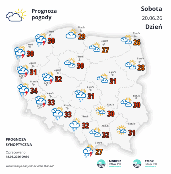 Mapa z prognozą pogody Mapa z prognozą pogody