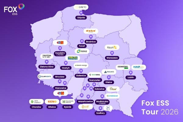 FoxESS Tour - mapa wydarzeń FoxESS Tour - mapa wydarzeń