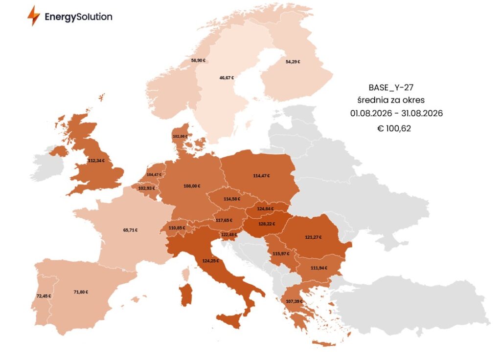 Mapa cen na rynku kontraktowym w Europie
