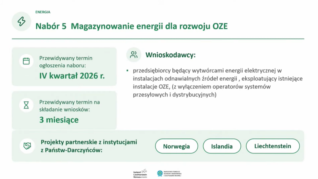 Założenia programu dotyczacego MEE w Zielonej Transformacji. Fot. Fragment prezentacji