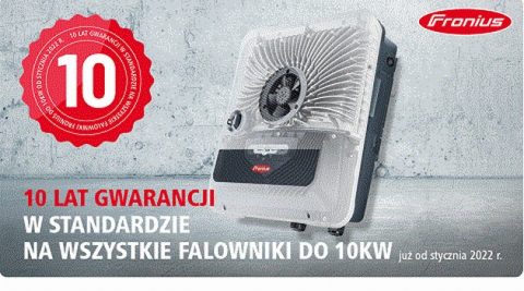 Od stycznia 10 lat gwarancji w standardzie na falowniki Fronius 3-10 kW