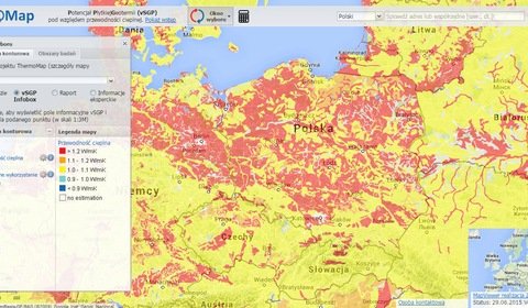 Mapa potencjału płytkiej geotermii w polskiej wersji językowej