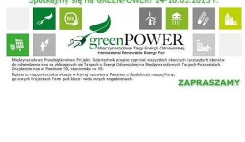 Projekt-Solartechnik zaprasza na stoisko podczas targów GreenPower 2013